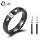 Модные женские кольца с длинными висячими серьгами, изготовленные из керамического материала, 4 мм, керамические кольца для женщин, комплект украшений для девочек