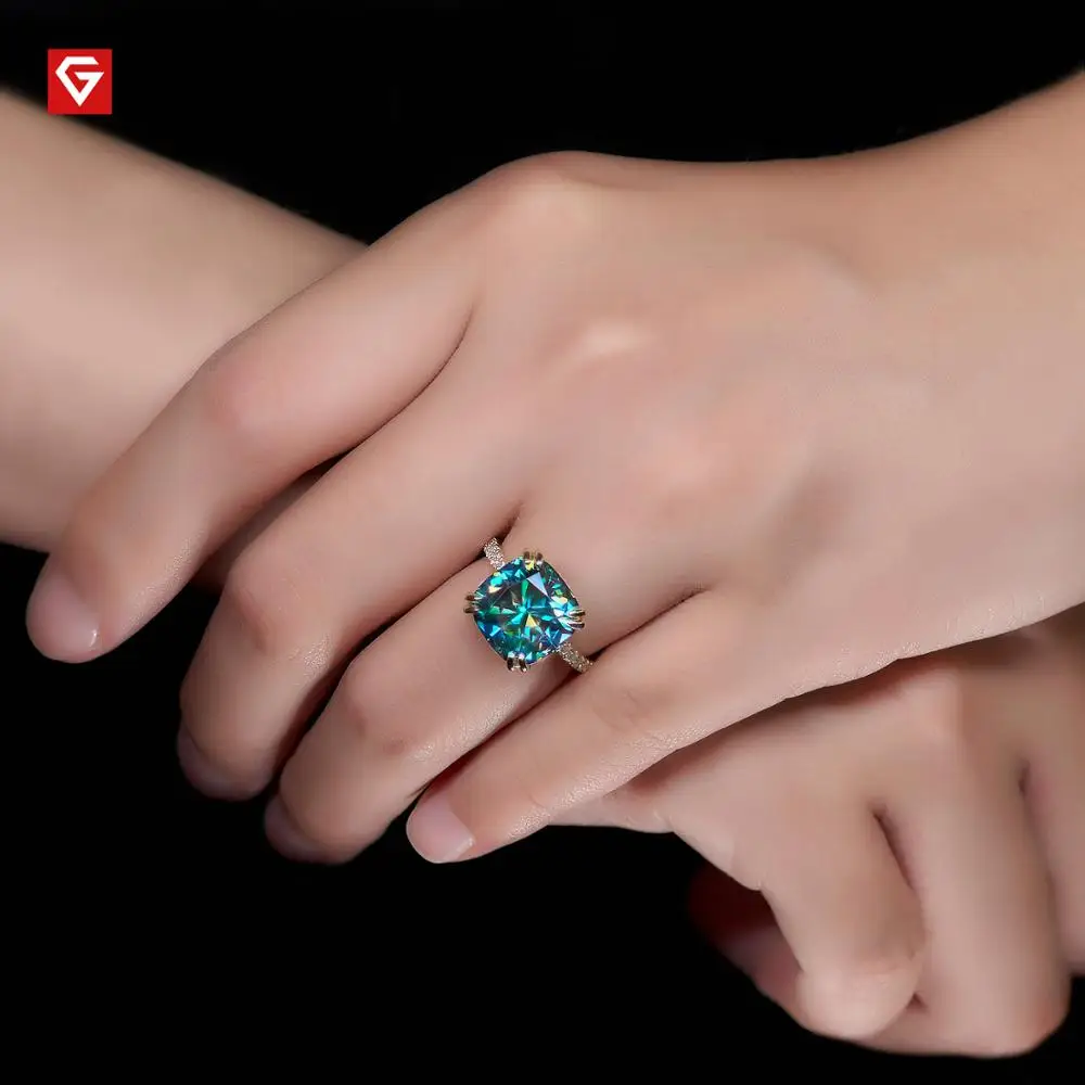 GIGAJEWE всего 6.8ct 11 0 мм Moissanite D VVS1 подушкой огранки по индивидуальному заказу 14K