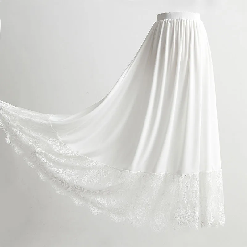 Подъюбник с высокой талией в китайском стиле длинная Плиссированная юбка нижняя