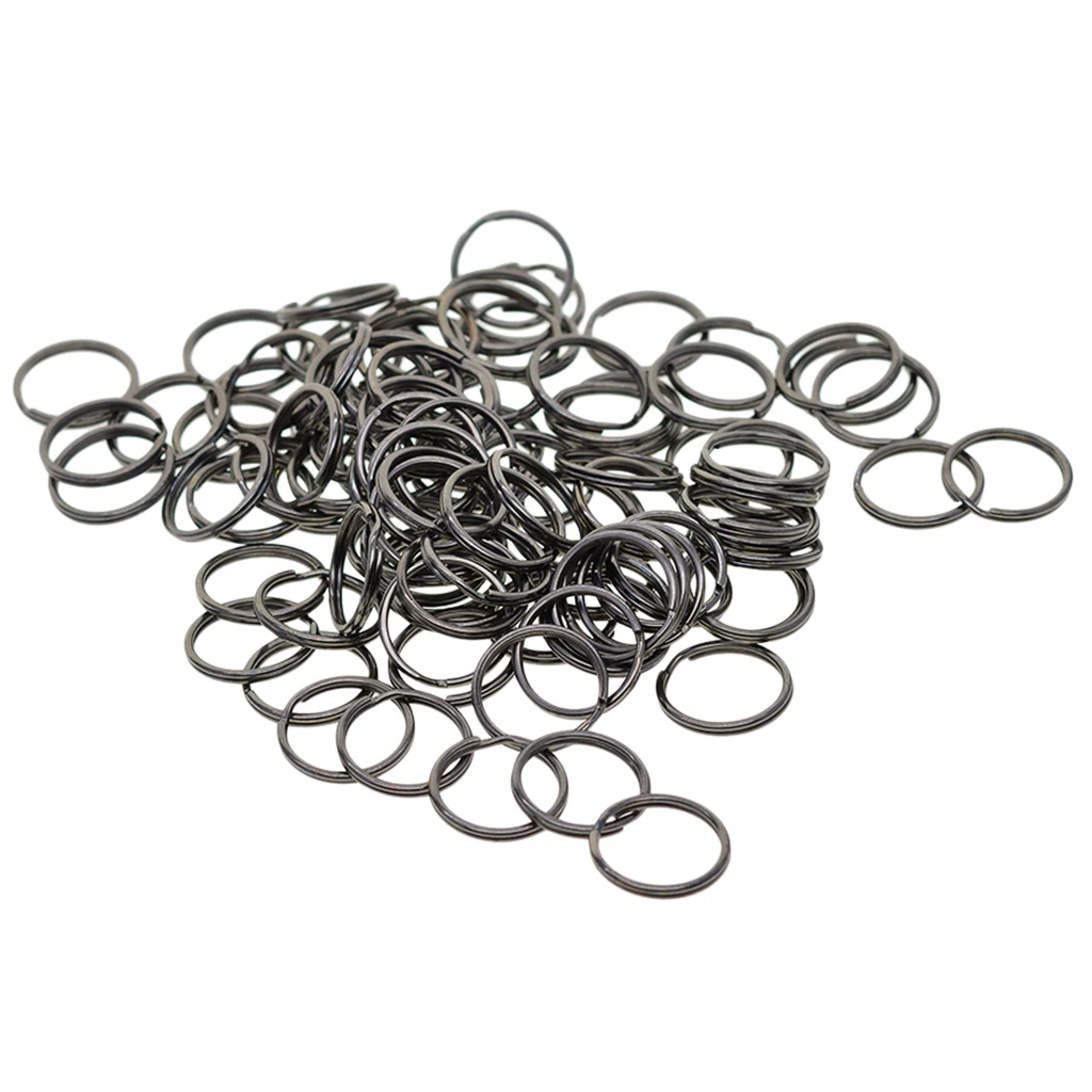 

100Pcs Split Open Jump Connector Keyfob Key Chain Loop 18mm Black