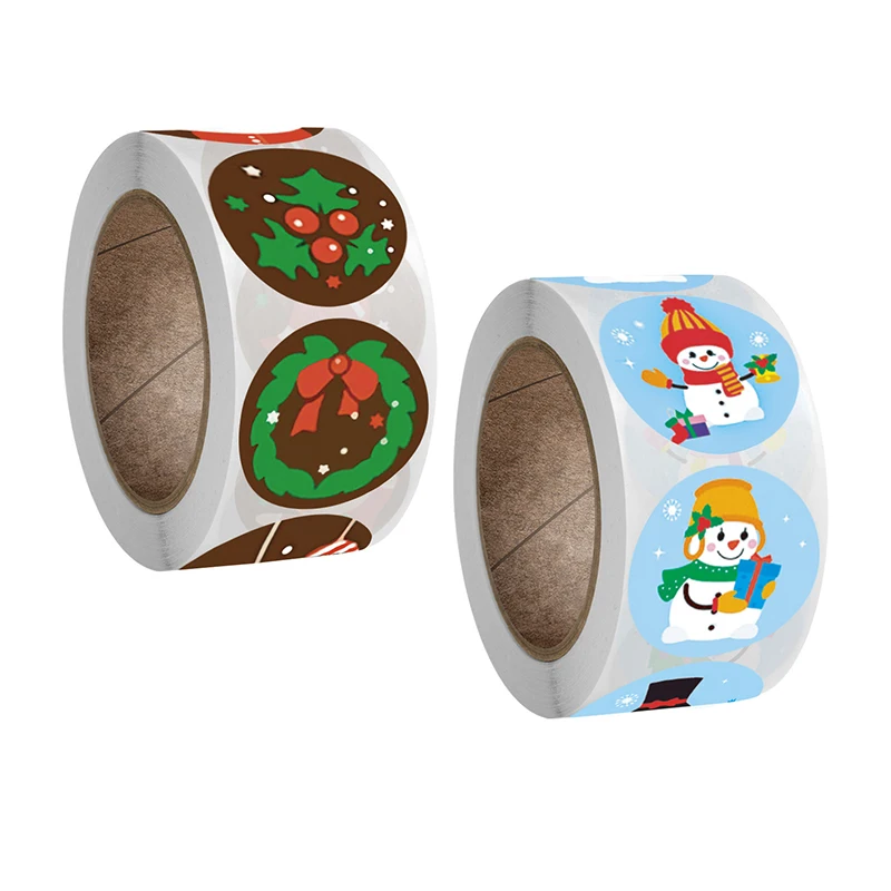 

500 Merry Christmas Stickers Santa Snowman Tree Decoration Sticker Packaging Gift Box Label New Year Christmas Label