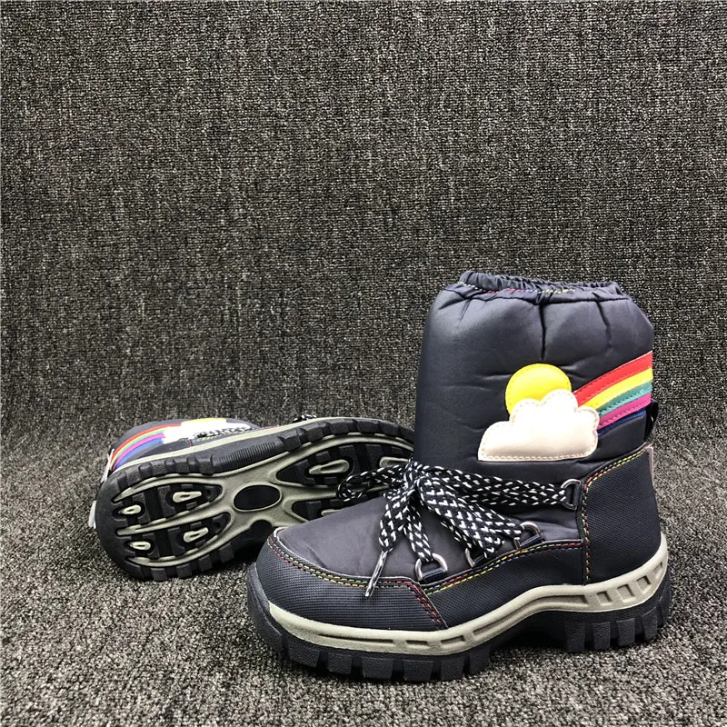 

Bay kids зимняя прогулочная обувь Детская уличная шерстяная подкладка ботинки для мальчиков и девочек полностью водонепроницаемые Нескользящ...