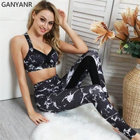 ganyanr yoga set tracksuit fitness clothing jogging sportswear gym wear suit women yoga leggings crop top workout bra sexy sport