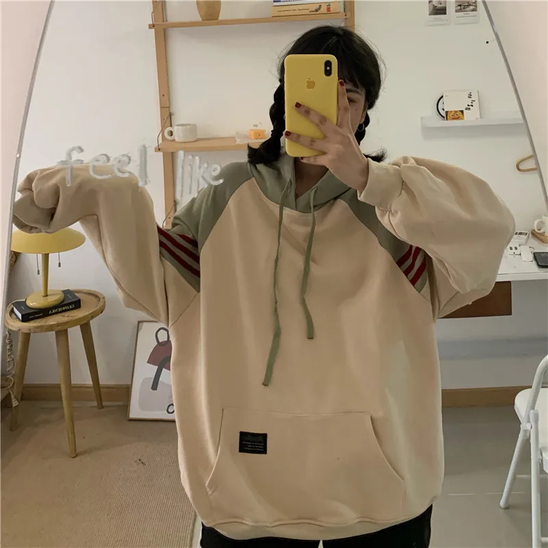 

Sweater Women's Spring and Autumn Thin 2020 Loose Korean Style Fashionable Ins Idle Style Harajuku BF Stitching Early Autumn