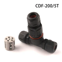 ip68 t shape 5 pin waterproof electrical connector outdoor cable wire tee connectors fast screw connection outdoor plug socket