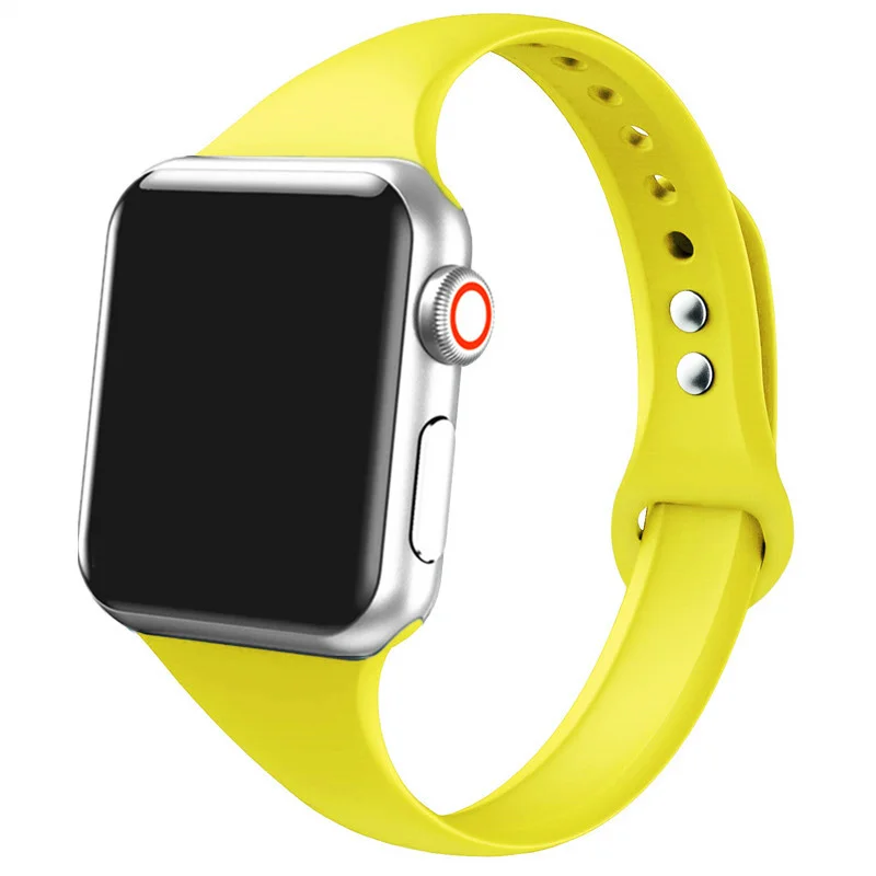 yellow 3 Ремешок для apple watch, ремешок для apple watch 5, 4, 3, 2, iWatch, ремешок 42 мм, correa, 38 мм, 44 мм, 40 мм, силиконовый браслет pulseira, ремешок для часов - Цвет ремешка: yellow 3