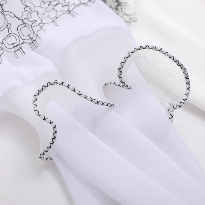 

Chic Shirt Women's Summer Long Sleeve Thin New Ins Super Fire Sexy Mesh Perspective Lantern Sleeve Polka Dot Top