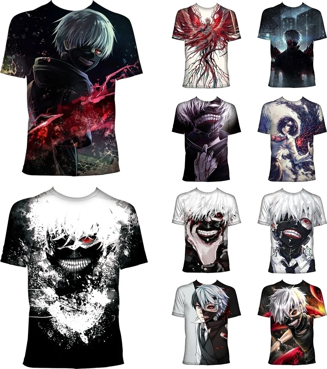 Мужская футболка с объемным принтом Tokyo Ghoul Kaneki Ken Повседневная круглым вырезом в