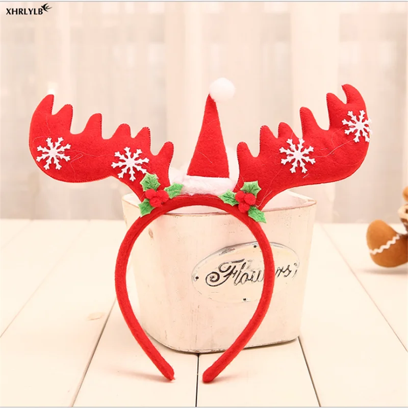 XHRLYLB Новинка 1p CChristmas украшения фланелевые рога Рождественская шапка товары для