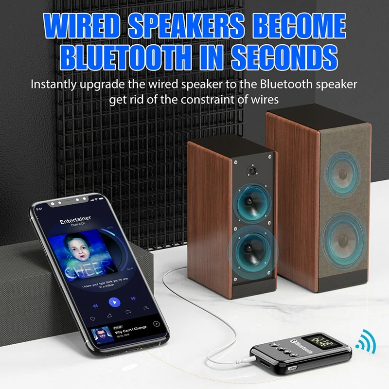 

USB Bluetooth 5.0 Transmitter Receiver 2in1 Wireless Audio 3.5mm Aux Car Adapter for PC TV Headphone