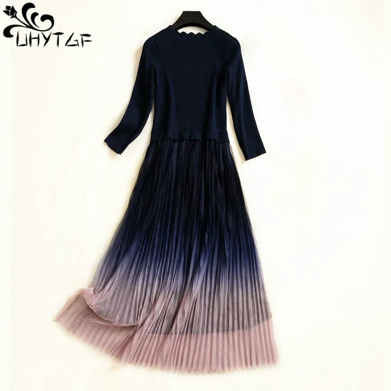 UHYTGF рождественское платье для женщин Зимняя мода длинный рукав о-образный вырез