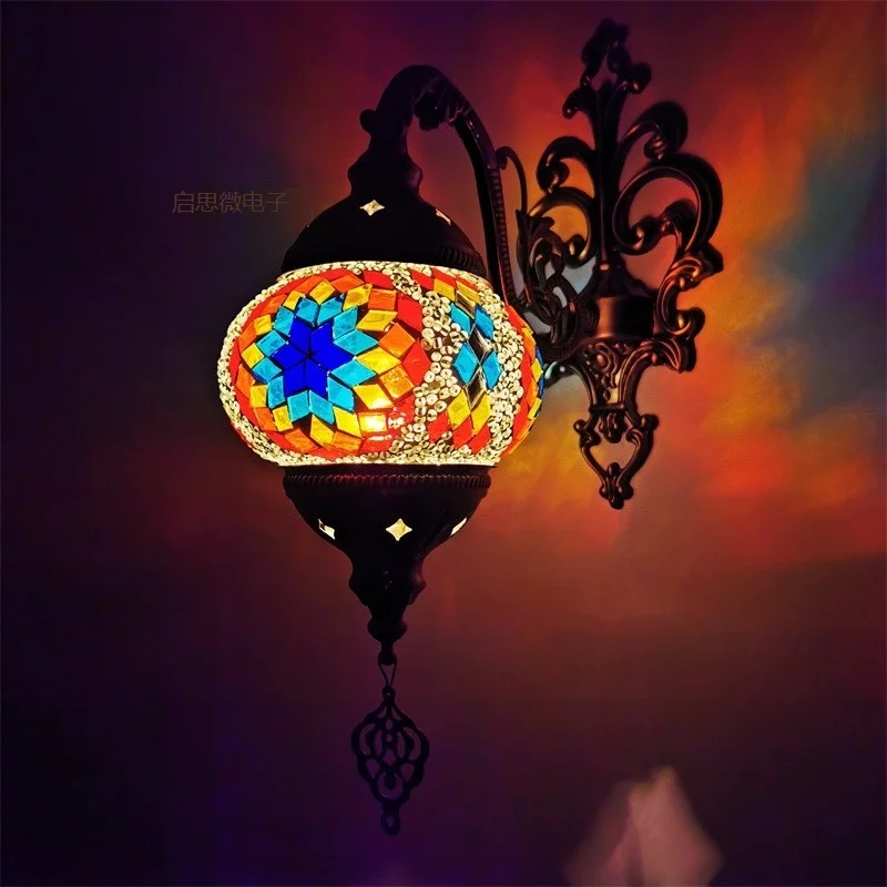 Newest Mediterranean style Art Deco Turkish Mosaic Wall Lamp Handcrafted mosaic Glass romantic wall light