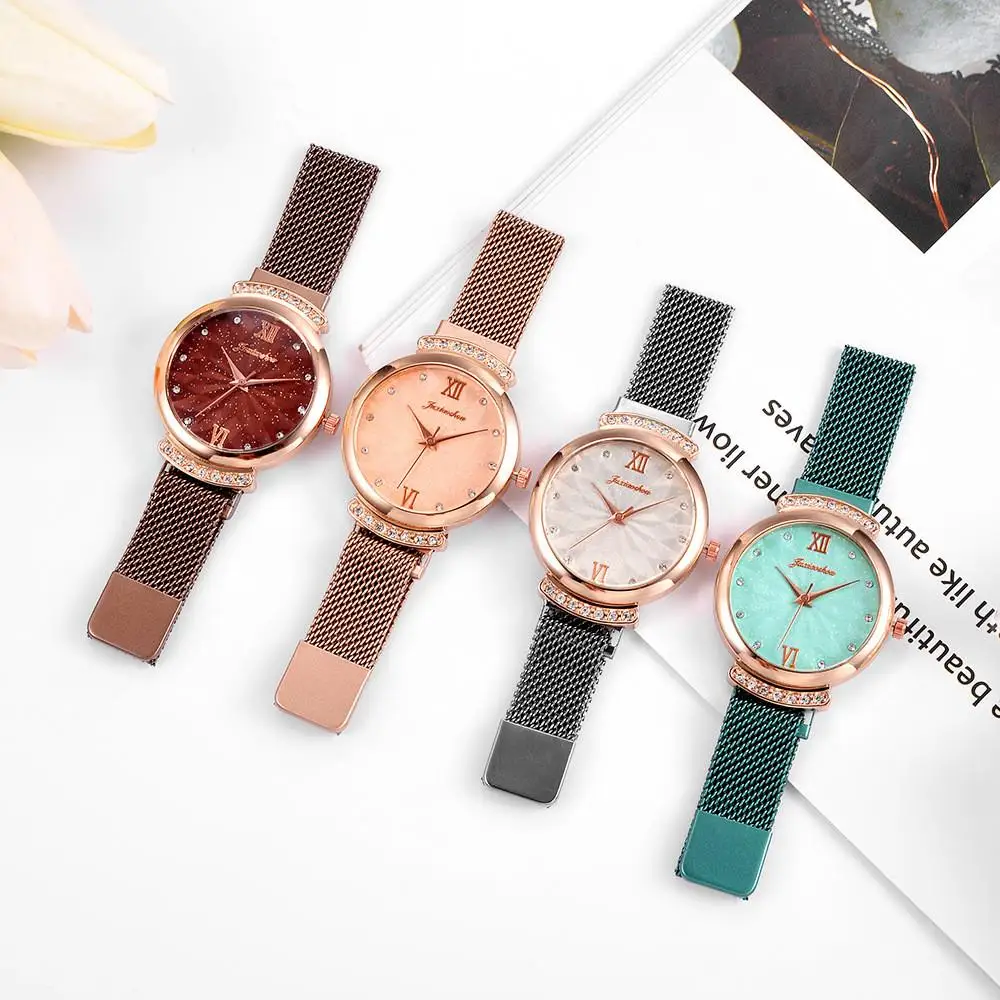 

Women's Fashion Magnetic Buckle Strap Watches Black Luxury Ladies Quartz Wristwatches Geometric Surface Female Horloge Dames