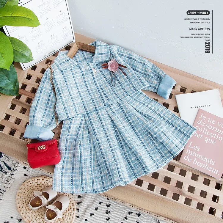 Коллекция 2019 года комплект зимней одежды для девочек клетчатый кардиган с