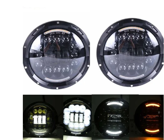 Для UAZ 4x4 Jungle Lada 4x4 urban Niva " черный светодиодный H4 Фары для Jeep JK TJ LJ Land Rover Defender - Цвет: Black