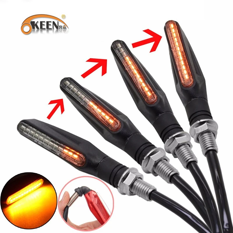

Светодиодсветильник мотоциклетные Сигналы поворота OKEEN, фонарь заднего хода 12SMD, фонарь с потоком воды, модель IP68, 2 шт.