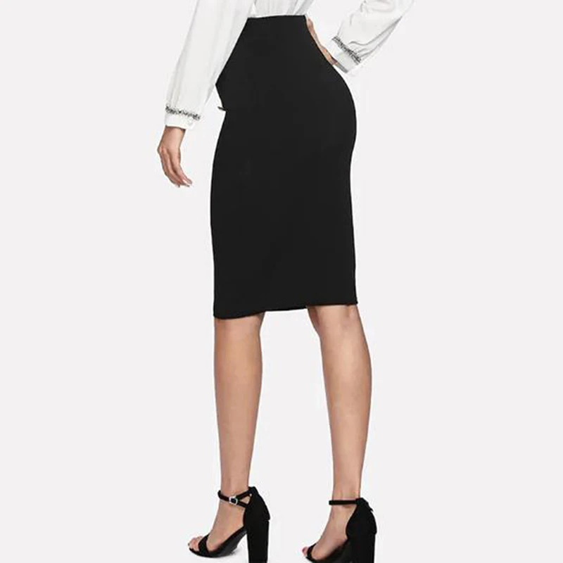 Женские сексуальные узкие юбки-карандаш с пуговицами в Корейском стиле черная