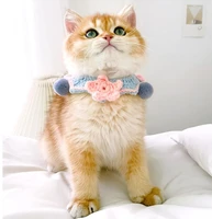 handmade crochet wool knitted bib dog collar cute saliva towel cat collar cat accessories