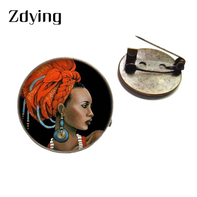 ZDYING Африканский хип-хоп девушки Искусство Живопись круглые Броши Античная