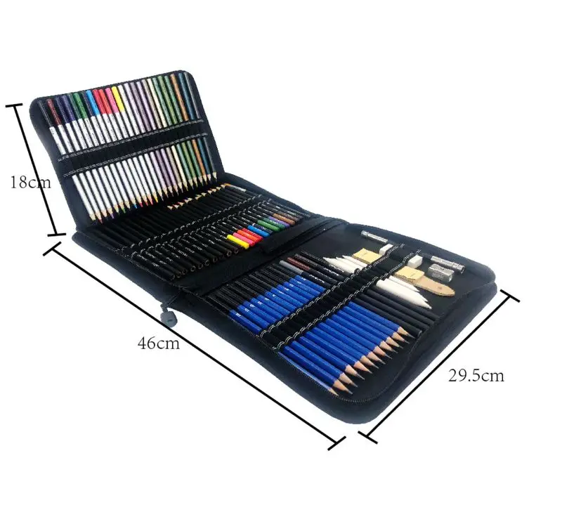 

72PCS Drawing Pencils Set Sketch Colored Pencils Watercolor Metallic Oily