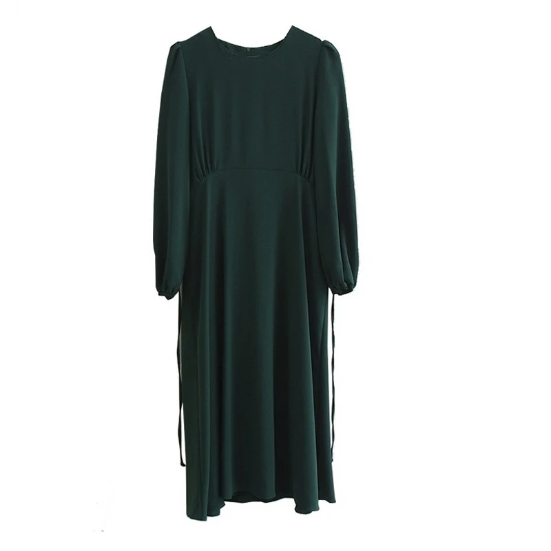 

Autumn Dress Girls Party Female Vintage Dress plaid buttons collar Long Sleeve Women Dresses Long Robe Y985