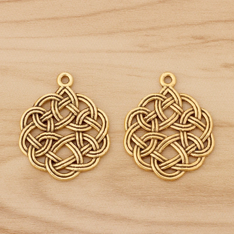 

10 Pieces Tibetan Silver/Gold Color Celtics Chinese Knot Charms Pendants 2 Sided for Necklace Bracelet Jewellery Making
