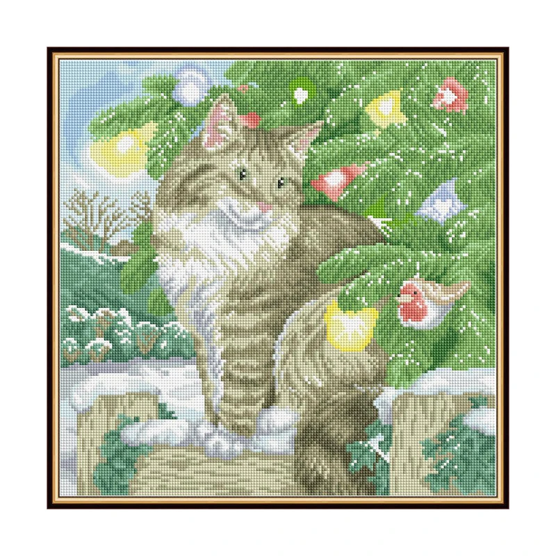 Алмазная живопись с полным заполнением круглые рождественские картины