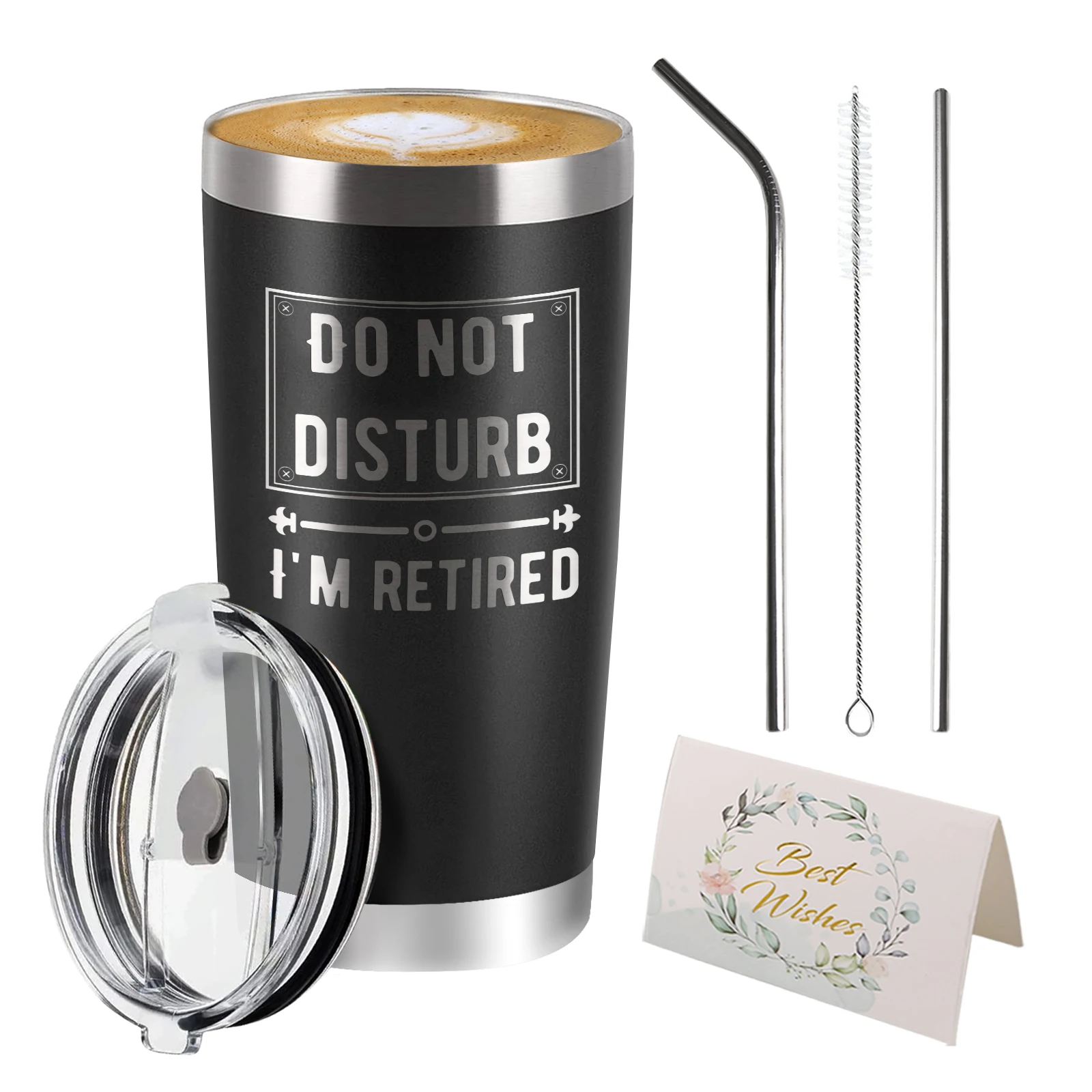 

Stainless Steel Tumbler Splash Lid for Straw Double Wall DO NOT DISTURB Vacuum Insulated Travel Mug Cup Thermo For Coworker 20oz