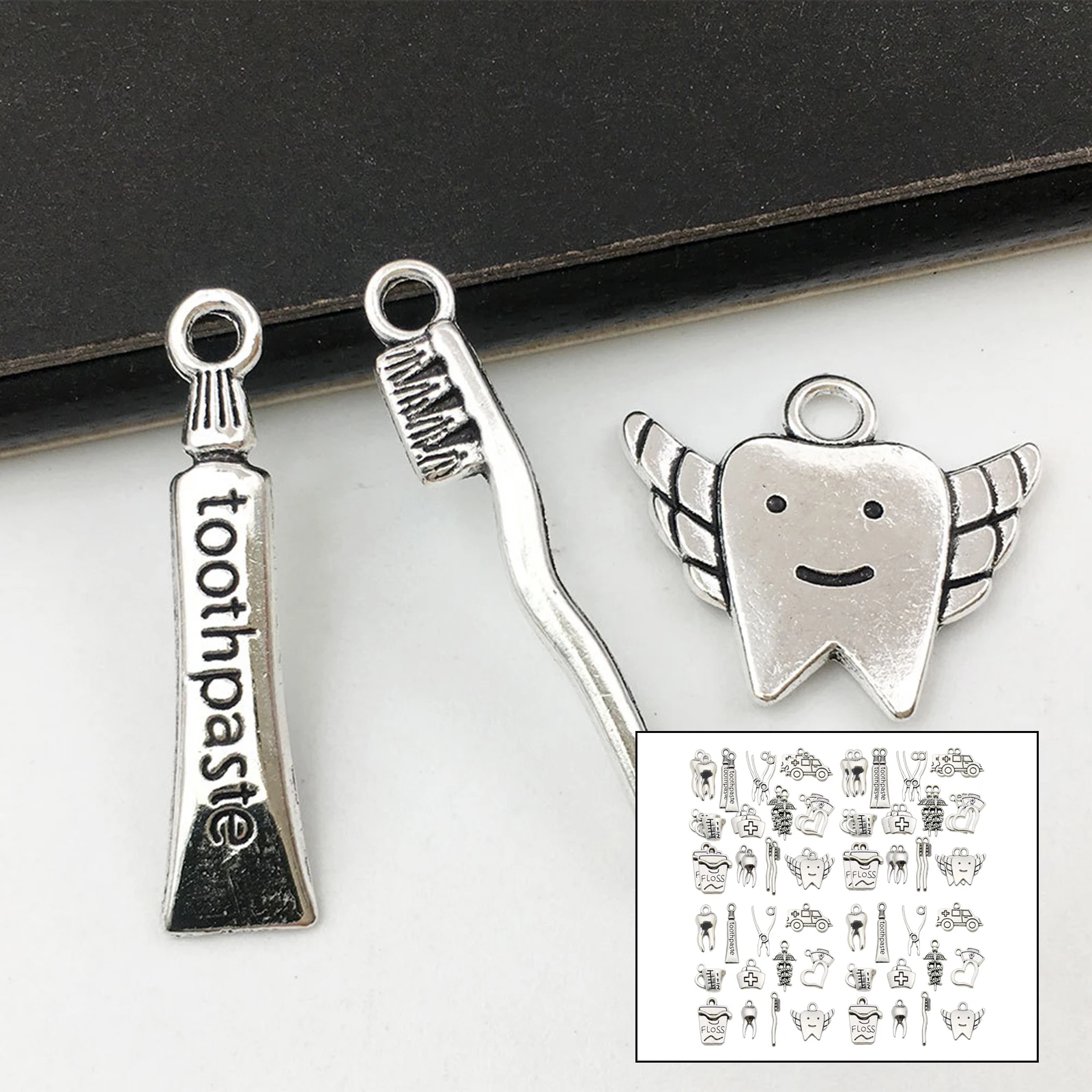 

72pcs Antique Silver Small Charms Mixed Pendants for Necklace Bracelet