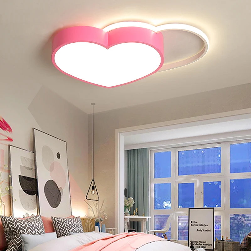 Потолочные светильники для детской спальни светодиодные розовые в форме сердца