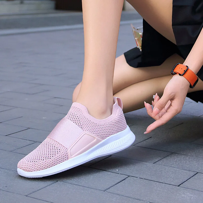 Кроссовки носки женские сетчатые Вулканизированная подошва удобные вязаные без