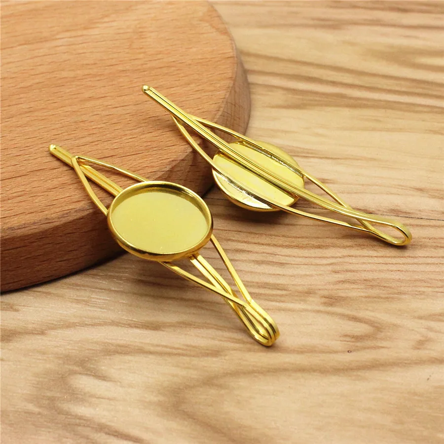 Медь для 20 мм круглых кабошонов заколки волос Пустые Настройки базовый лоток Diy