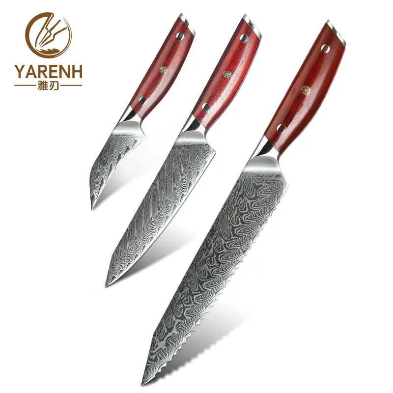 KTF - MWG - 3P Yarenh набор ножей 5 шт.- японские ножи кухонные из 67 слой vg10 дамасская сталь- острый нож дамаск высокого качества - Цвет: KTF - MWG - 3P