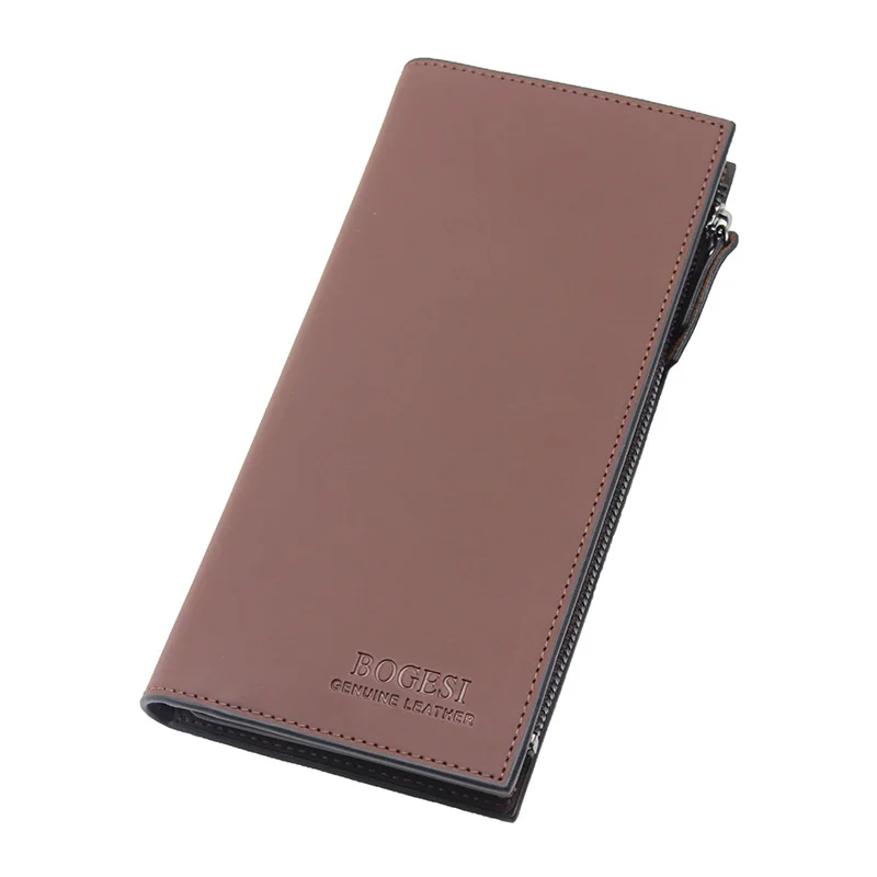 Повседневные Брендовые мужские длинные бумажники двойные одноцветные клатчи