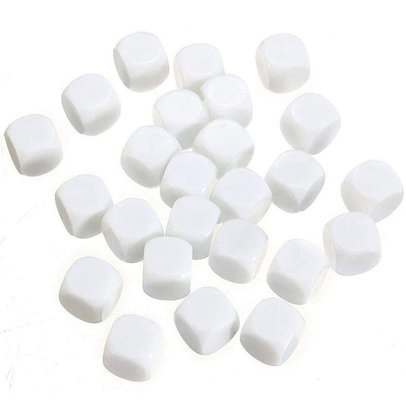 Новейший 25 шт. 16 мм Пустые кубики белый акриловый куб D6 настольная игра сделай сам