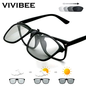 VIVIBEE 2022 Polarized Pilot Flip Up Clip on Sunglasses Men Photochromic Polarised Women Sun Glasses