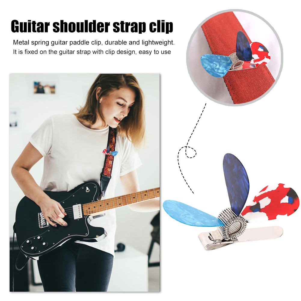 

Metal Guitar Picks Clip Lightweight Portable Music Elements for Acoustic Electric Guitars Bass Ukulele with 3 Picks