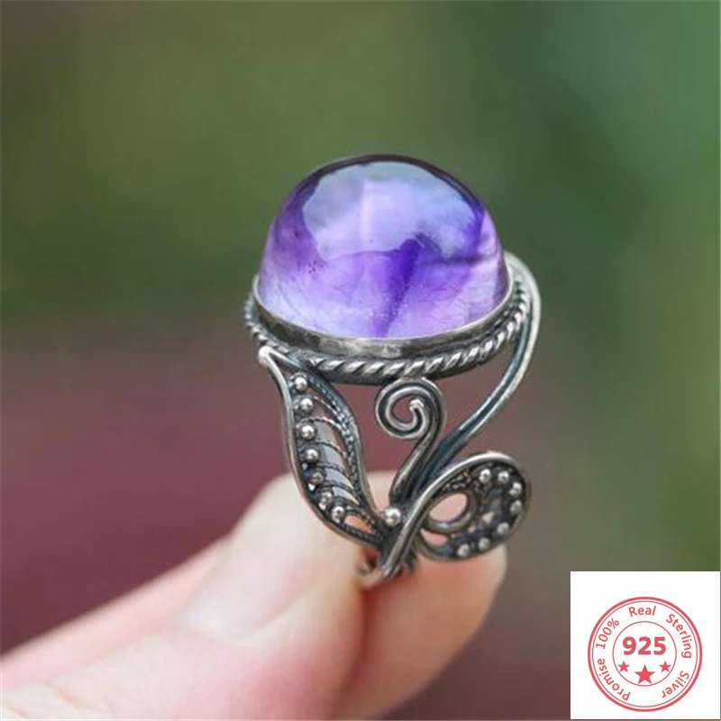925 Silver Color Diamond Ring for Women Natural Purple Topaz Gemstone Anillos De Wedding Bizuteria Jewelry 925 Dainty Ring