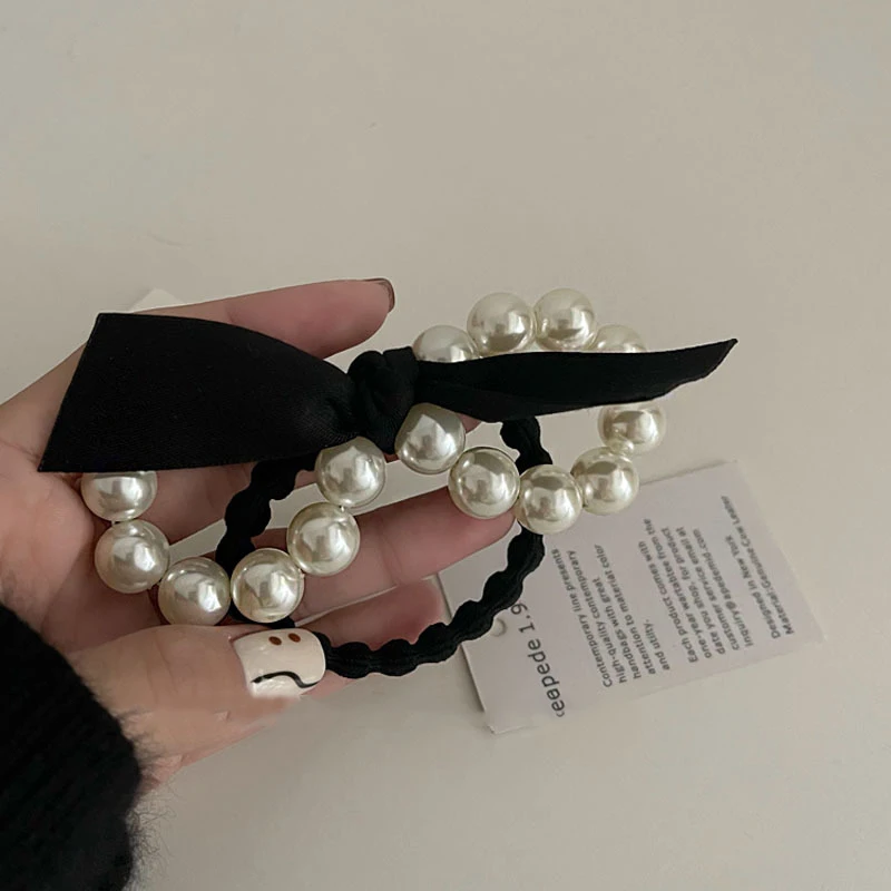 

2PC Cute Korean Elasticity Big Bow with Pearl Hair Scrunchies for Women Girls Hair Ties Hair Rings Rope Wholesale Accessories