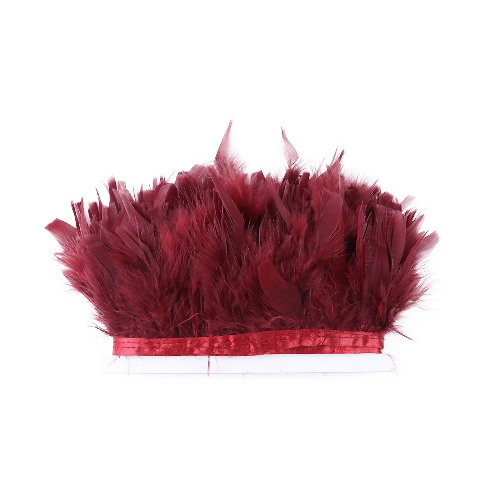 

1 Meter 4-6'' Wine Turkey Feathers Trim 10-15 CM Dyed Short Plumes Fringe For Diy Wedding Party Home Decoration Crafts Wholesale