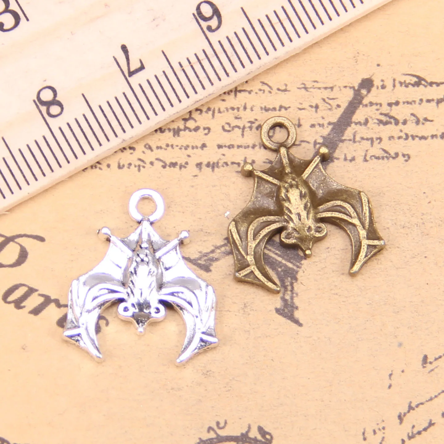 14 шт. подвески с перевернутой летучей мышью Дракула вампира 20x17 мм старинные