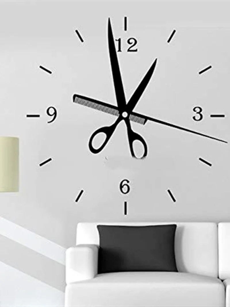 

Scissors Comb Clock Pattern Wall Sticker Hair Salon Barbershop Window Decoration Removable Art Mural Vinyl Hairdresser Decals
