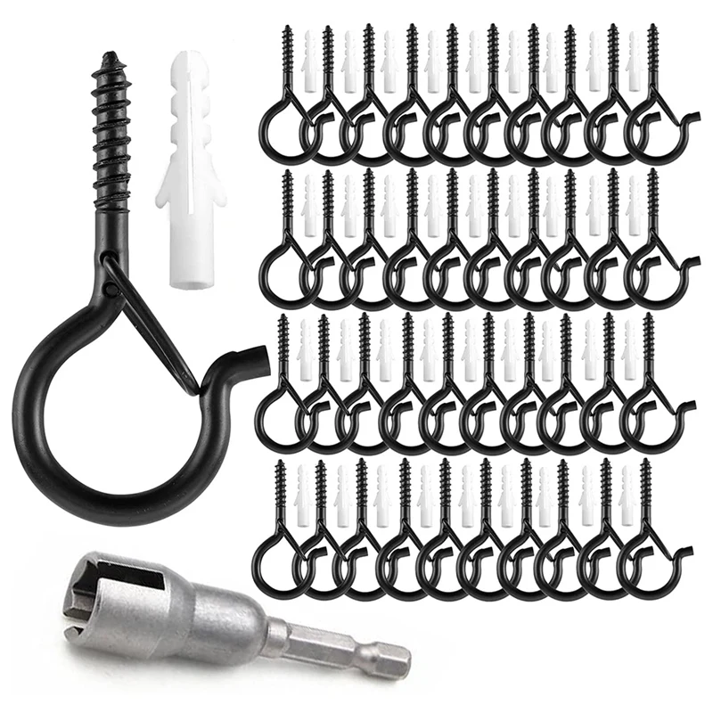 

40 Pack Christmas Lights Hanger Hooks Eye Hooks Screw Christmas Rope Light Clips for Outdoor Light String Party Lights