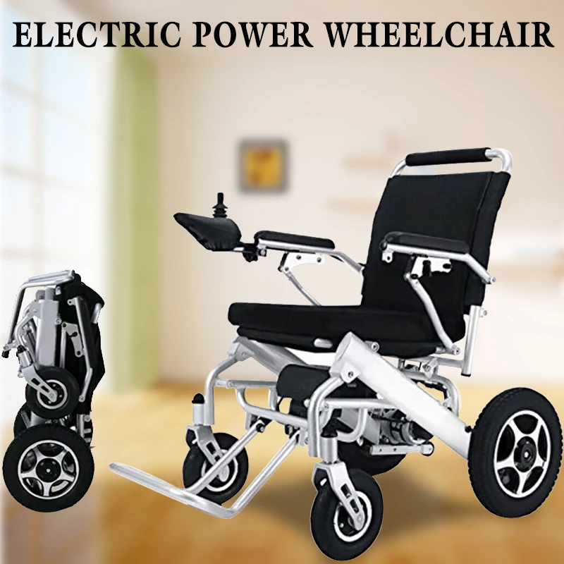 Легкая портативная складная инвалидная коляска с электроприводом для пожилых