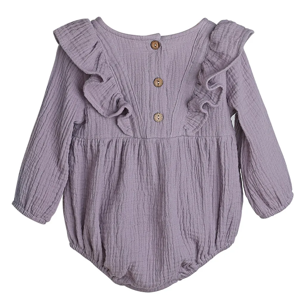 Детский однотонный комбинезон с длинным рукавом на пуговицах | Мать и ребенок