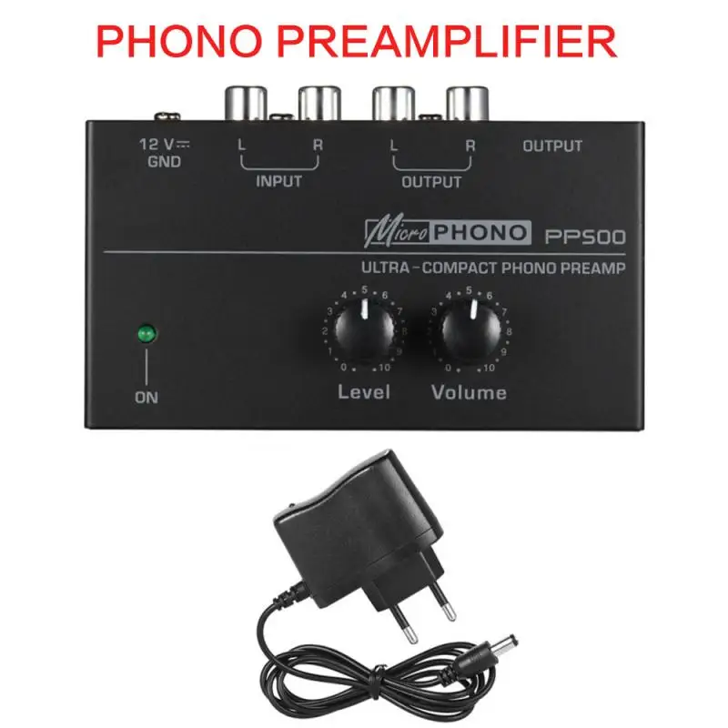 

PP500 Phono Preamp Preamp With Level Volume Control RCA Input Output 1/4" TRS Output Interfaces For LP Vinyl Turntable DC 12V
