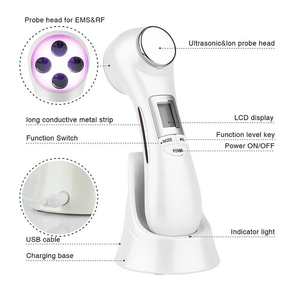 Мезотерапия для лица двойная головка RF радиочастотный светодиодный фотонный