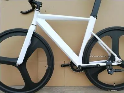 Белый Fixie велосипедная Рама 52 см 56 см велосипедная рама из алюминиевого сплава с фиксированной передачей велосипедная Рама с карбоновой вилкой - Цвет: Белый
