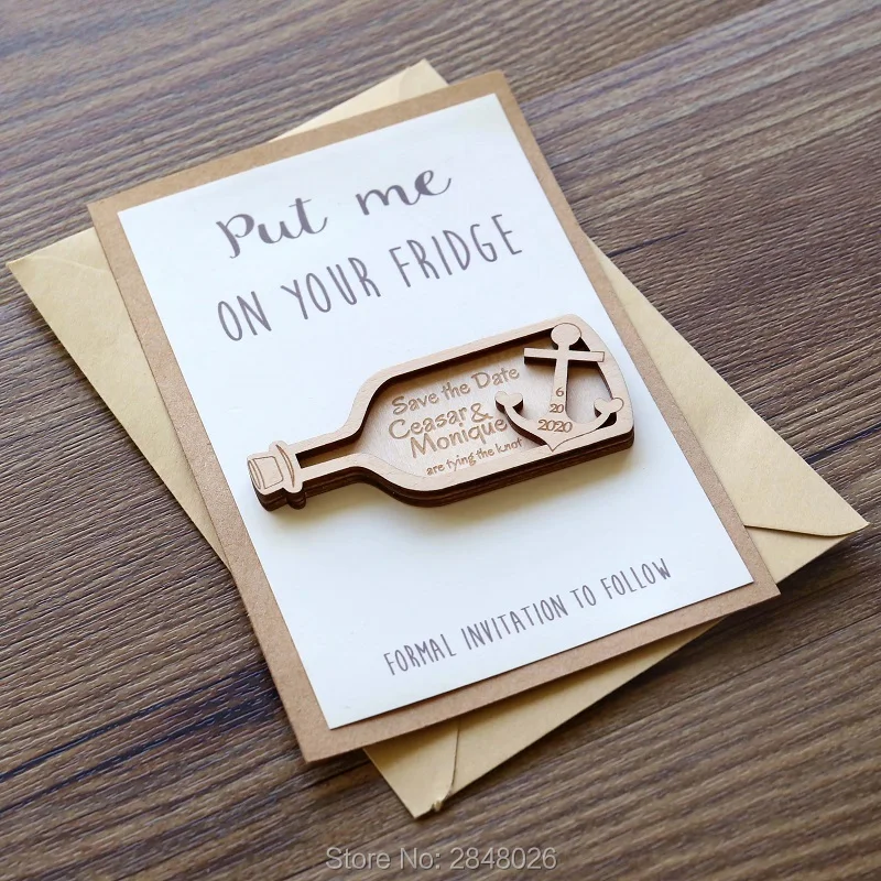 Персональный морской магнит для сохранения даты деревянный якорь свадебный день