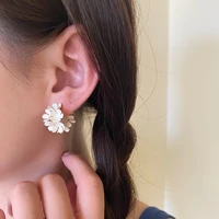 s925 needle delicate jewelry white flower earrings pretty design sweet korean temperament stud earrings for party gifts